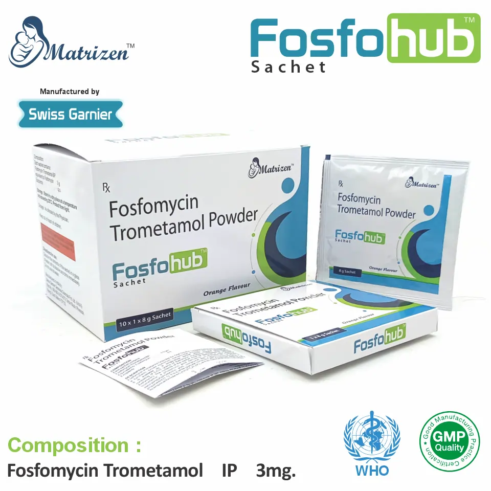Fosfomycin 3gm at the best price in PCD Pharma Franchise for Urinary Tract Infection Treatment.